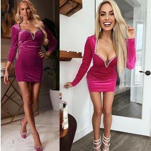 ShoeDazzle x Christine Quinn Barbiecore Velvet Bodycon Dress